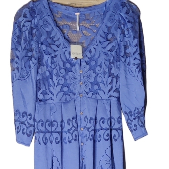 Free People Shadow Dance Midi Dress Persian Jewel Nwt Size XS (0-2) - Picture 5 of 9